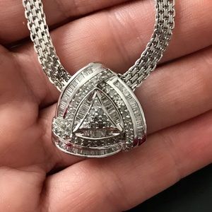 Sale....Diamond cluster on mesh sterling chain